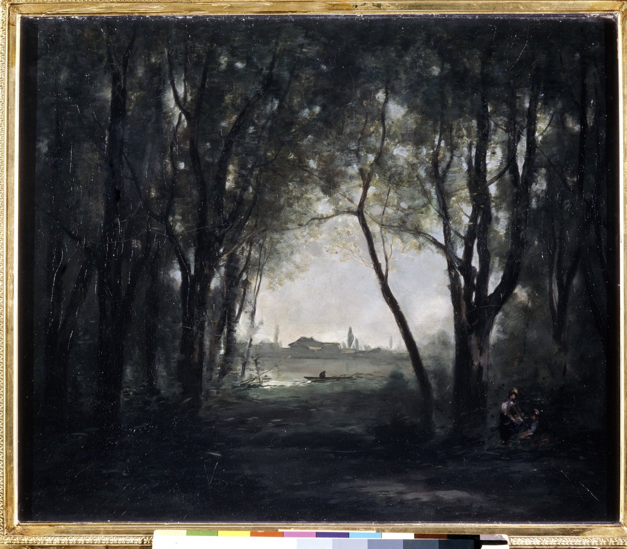 ""Paysage au lac"" (Paisagem com lago) Pintura de Camille Corot (1796-1875) 1865-1873 Dim. 53x65,5 cm Museu Hermitage, São Petersburgo (São Petersburgo) de Jean Baptiste Camille Corot