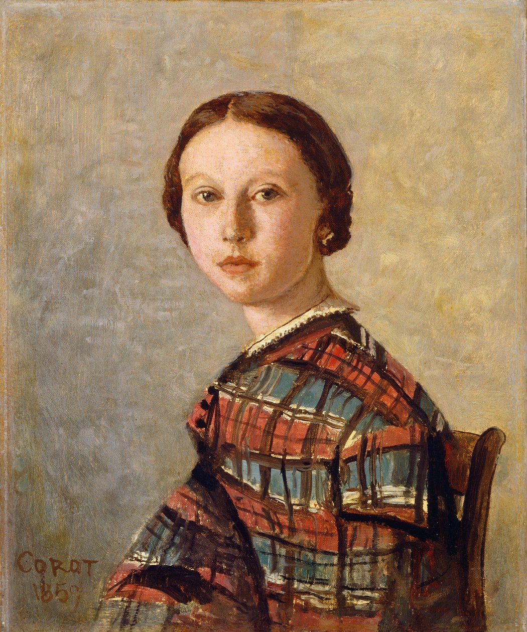 Retrato de uma jovem, 1850 ou 1859. de Jean Baptiste Camille Corot