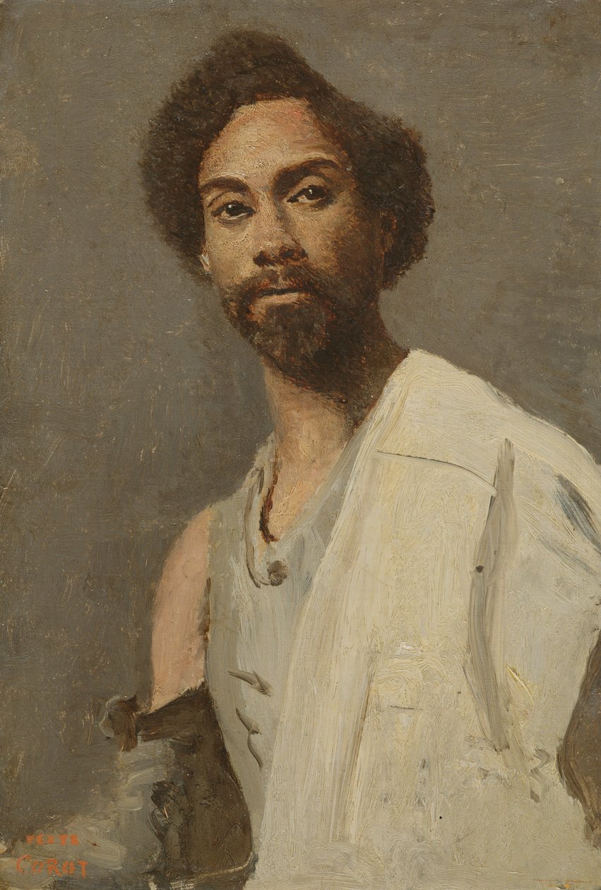 Retrato de um homem abissínio de Jean Baptiste Camille Corot