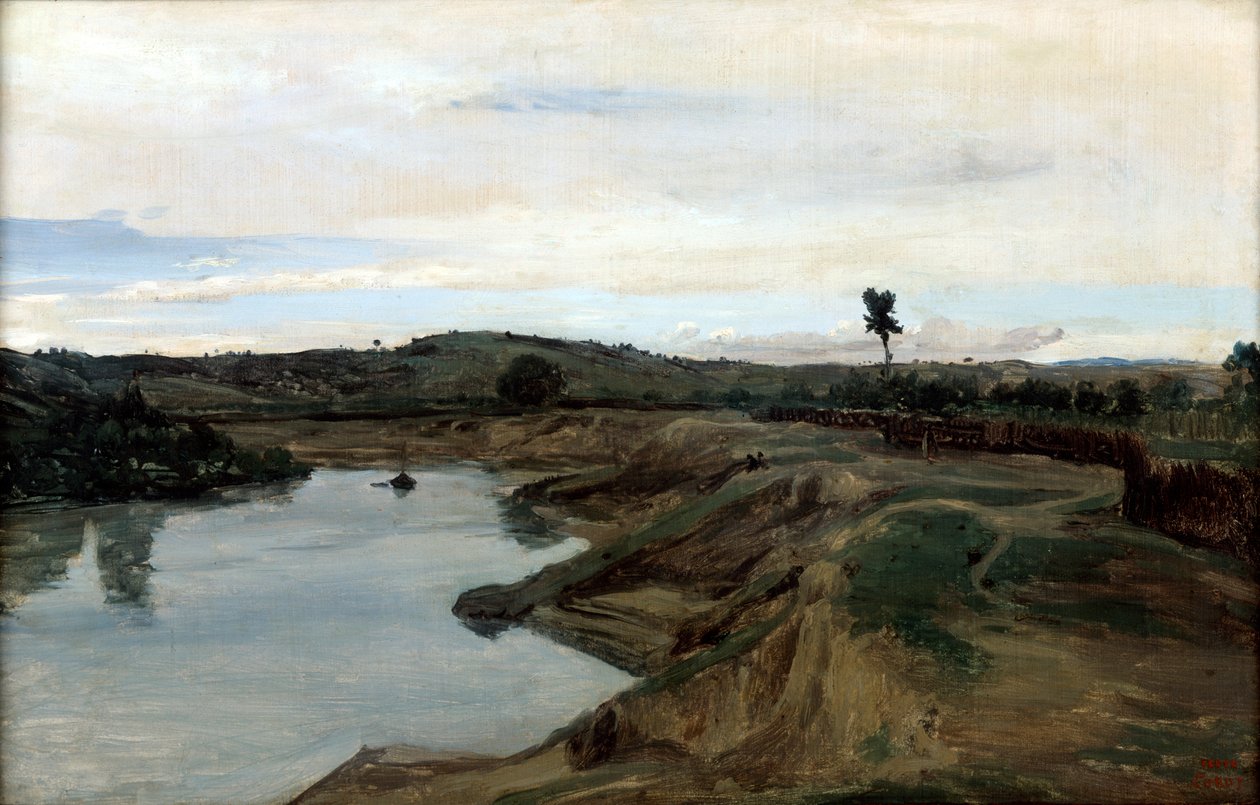 Caminhada dos pintainhos, Campagna romano, 1826-1828 de Jean Baptiste Camille Corot