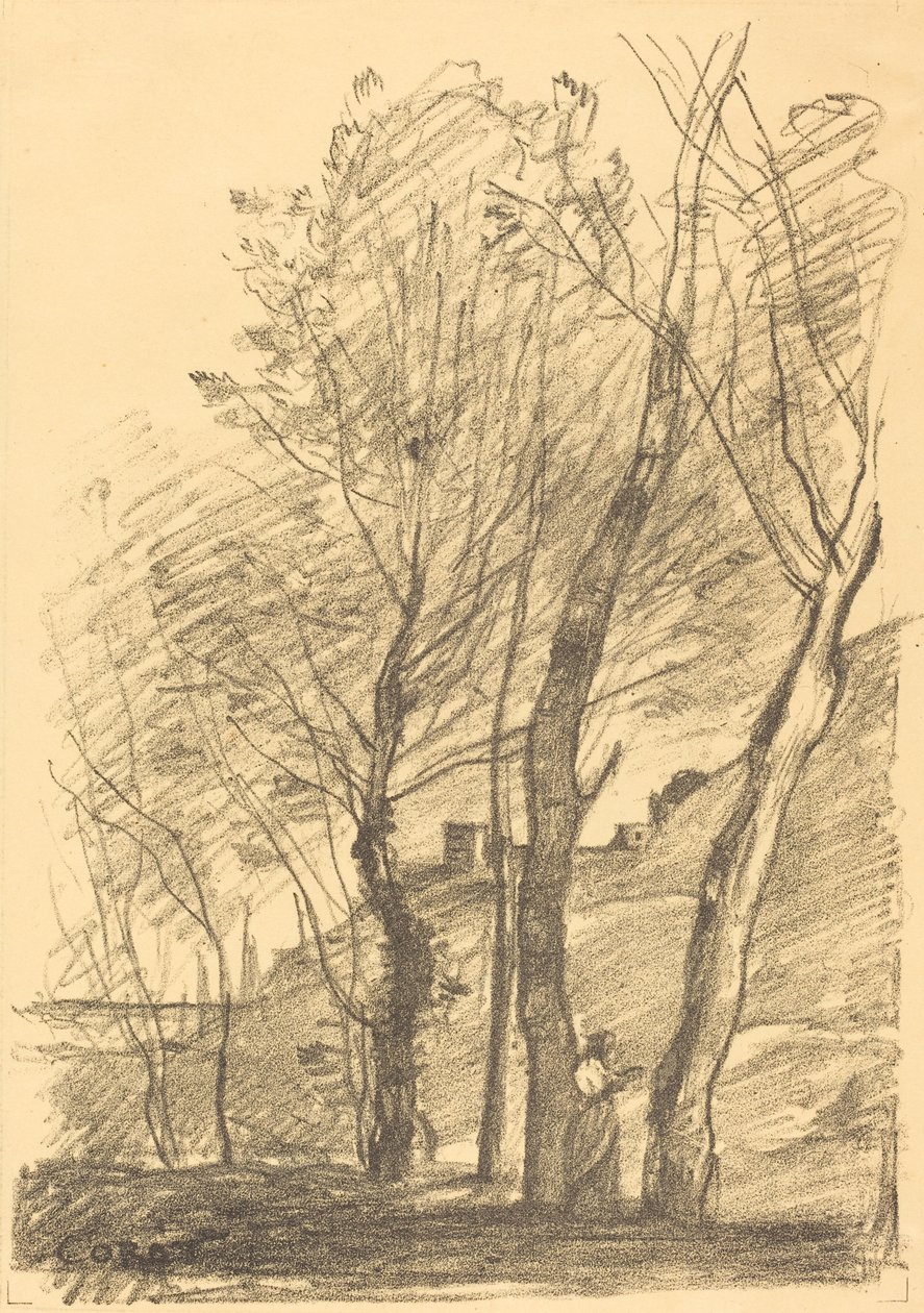 Leitura Sob as Árvores La Lecture sous les arbres, 1874. de Jean Baptiste Camille Corot