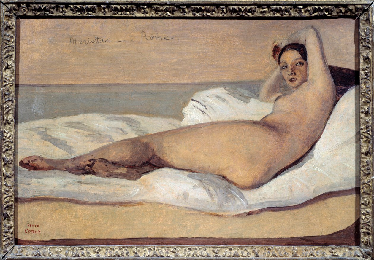 Odalisca romana: Marietta. Pintura de Camille Corot (1796-1875) de Jean Baptiste Camille Corot