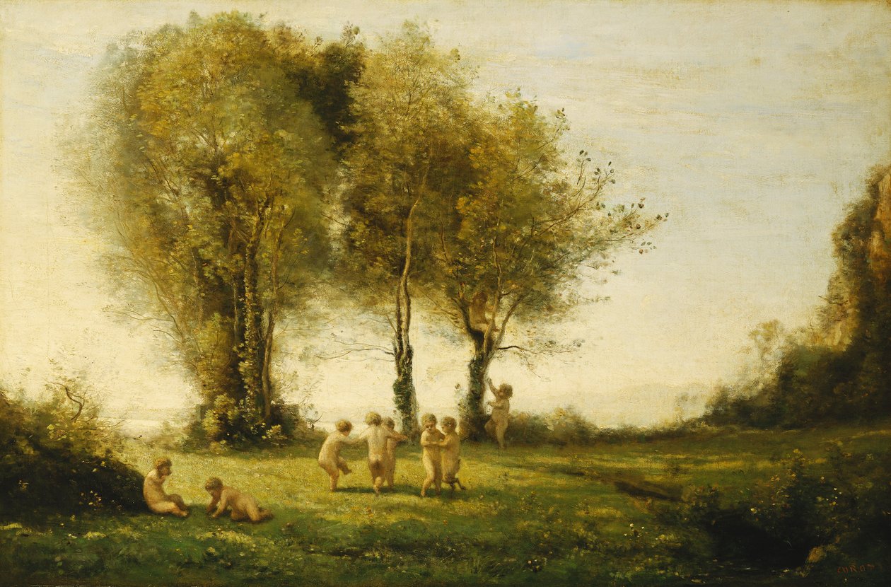 Rodada de Amor; Nascer do sol; Rodada de Amor; Nascer do sol, c.1854-55 de Jean Baptiste Camille Corot
