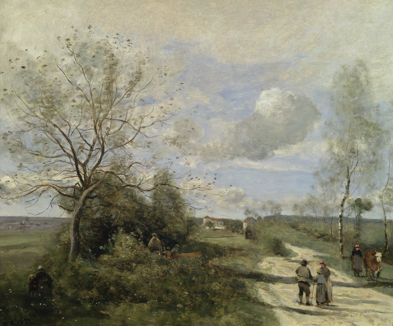 Saintry, perto de Corbeil, a estrada branca de Jean Baptiste Camille Corot