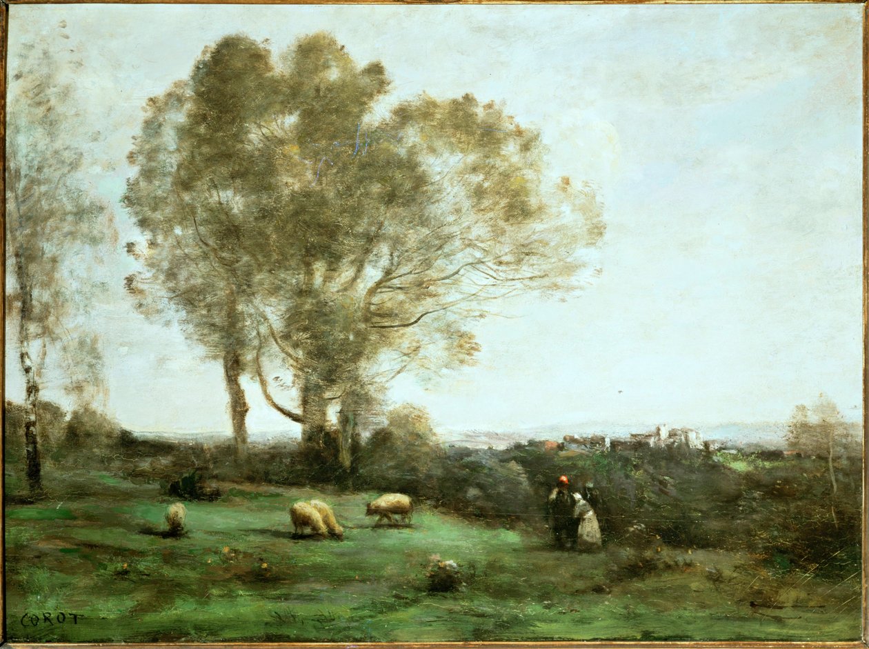Cena Pastoril (pintura sobre tela) de Jean Baptiste Camille Corot