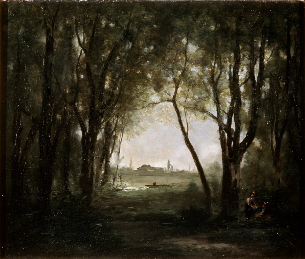 Cena perto de um lago, 1860-1873. de Jean Baptiste Camille Corot
