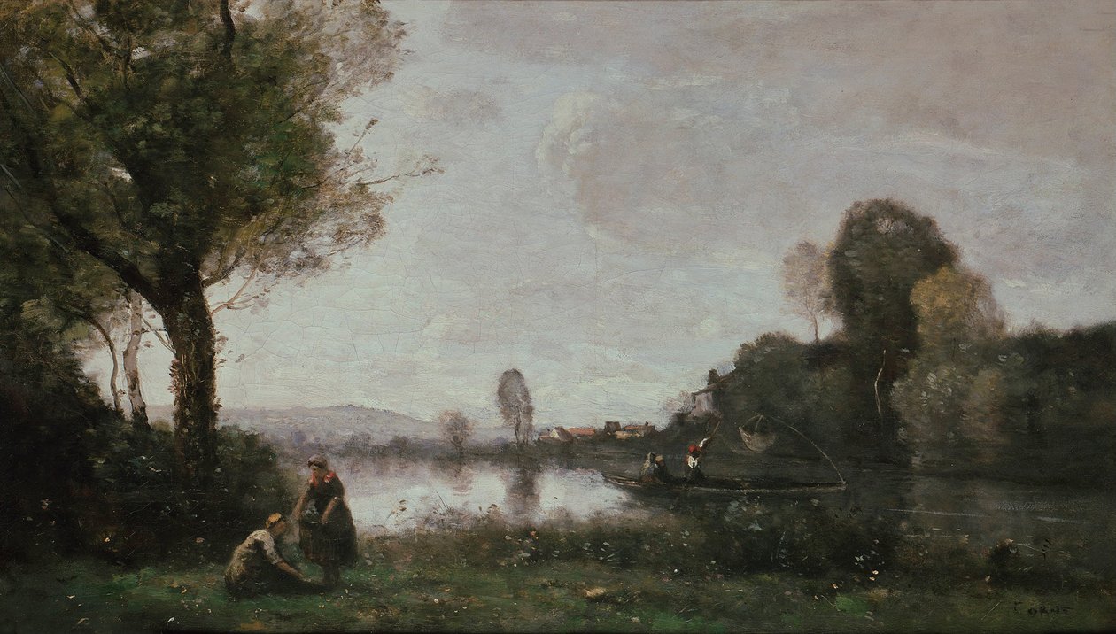 Paisagem do Sena perto de Chatou, 1885 de Jean Baptiste Camille Corot