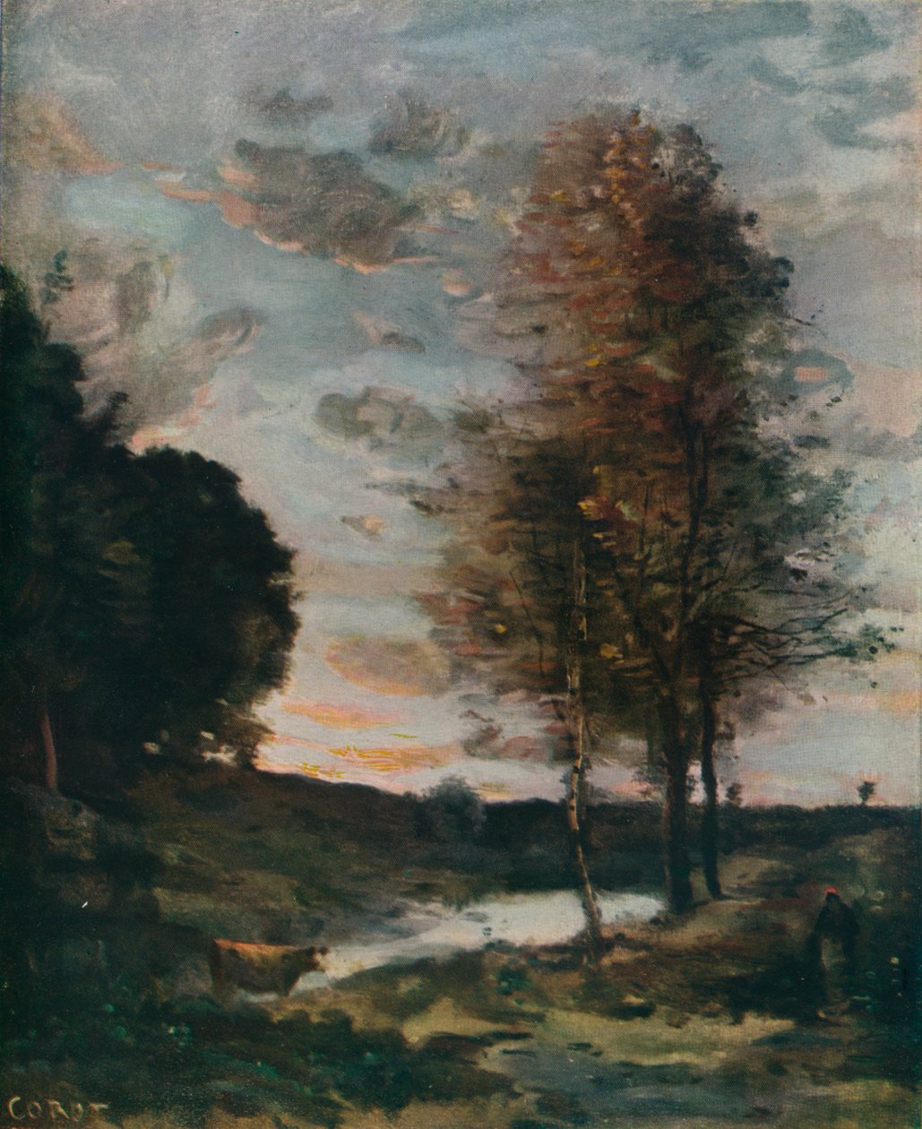 Pôr do sol, c1910 de Jean Baptiste Camille Corot