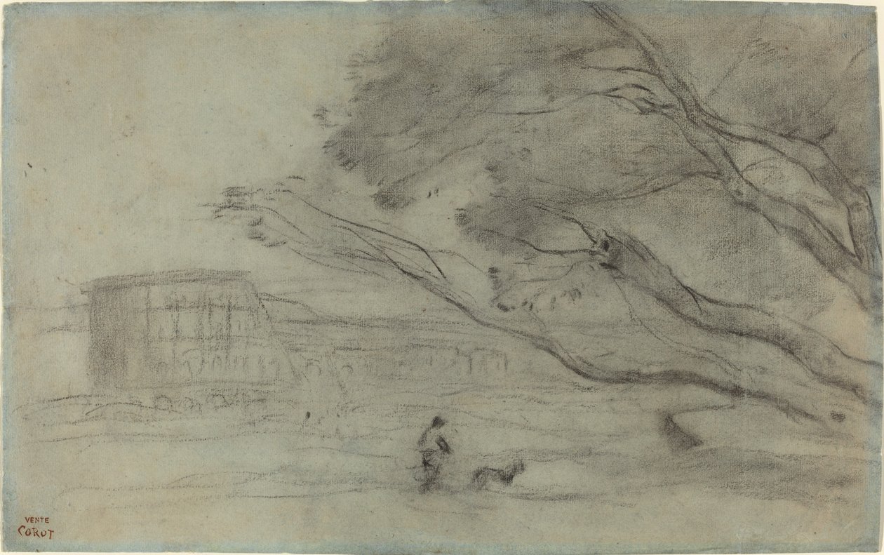 Lembrança: paisagem romana com o Coliseu de Jean Baptiste Camille Corot