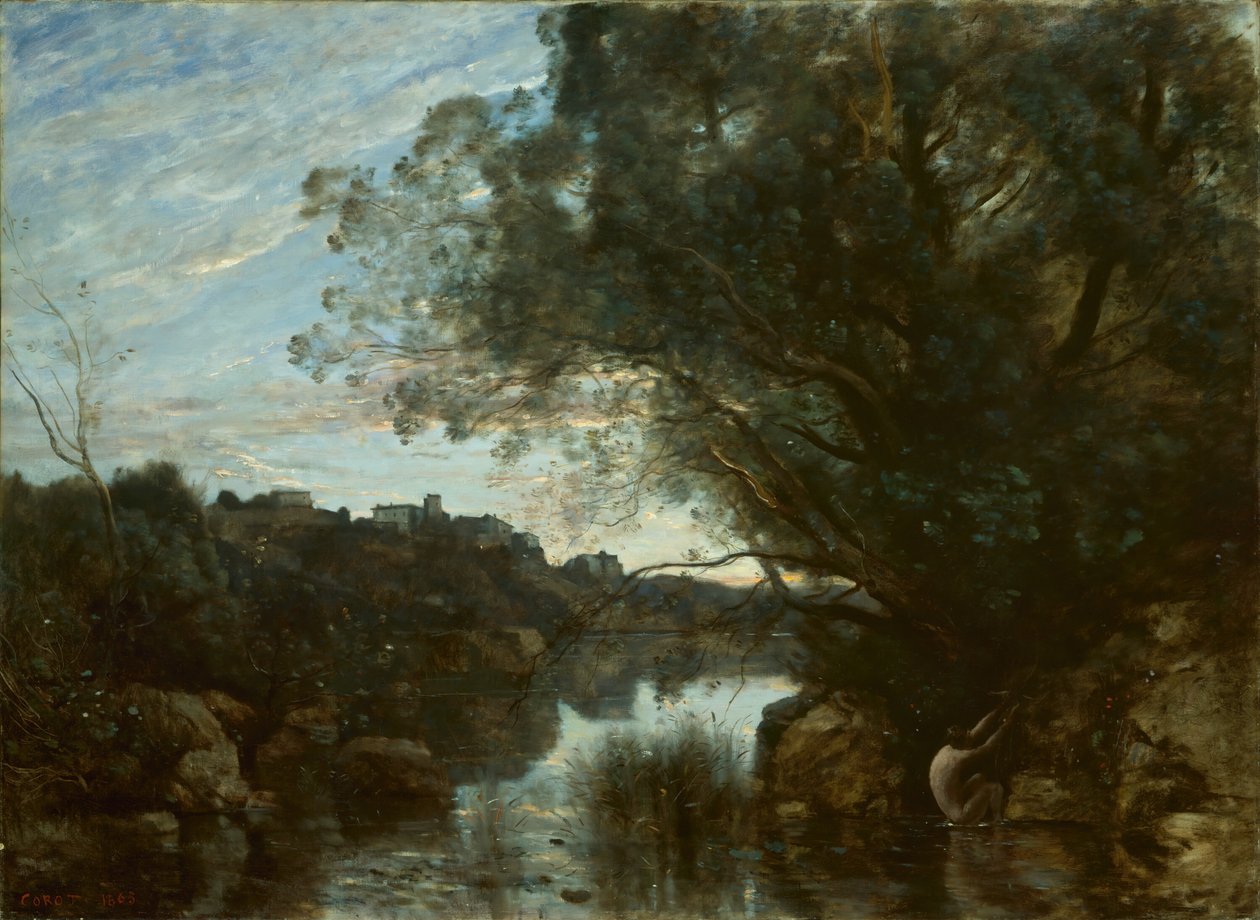 Lembrança dos arredores do Lago Nemi, 1865. de Jean Baptiste Camille Corot