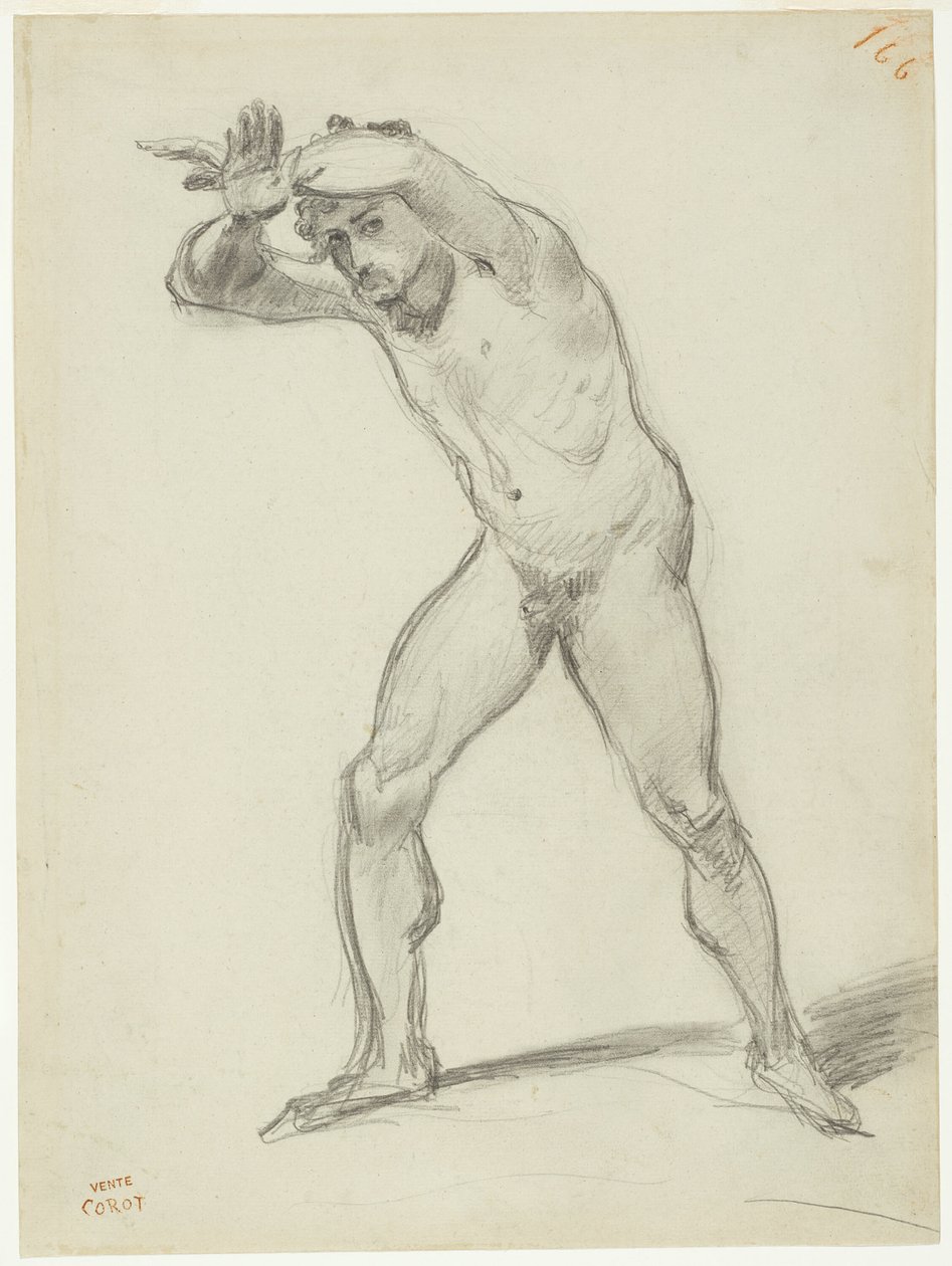 Nu masculino em pé de Jean Baptiste Camille Corot