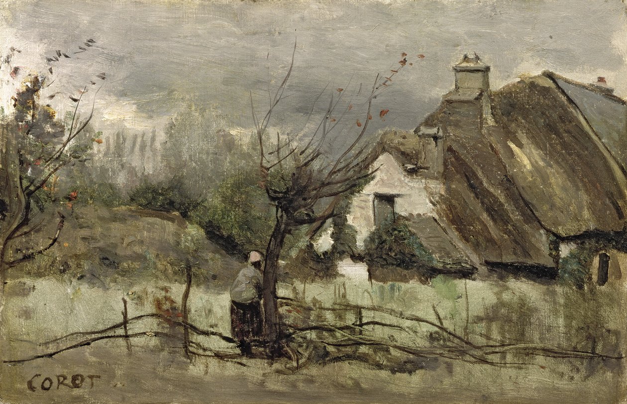 Cabana de palha na Picardia de Jean Baptiste Camille Corot
