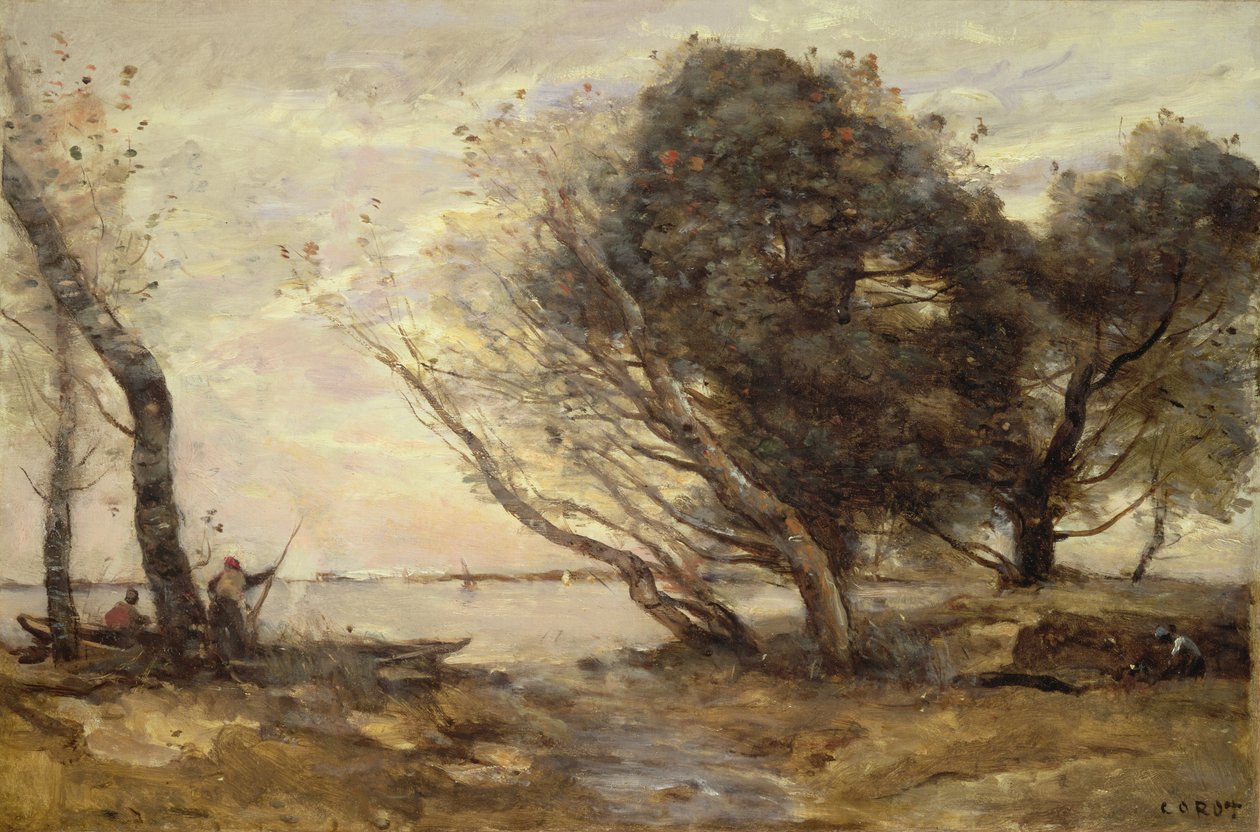 Os bancos do lago após o dilúvio, c.1870 de Jean Baptiste Camille Corot