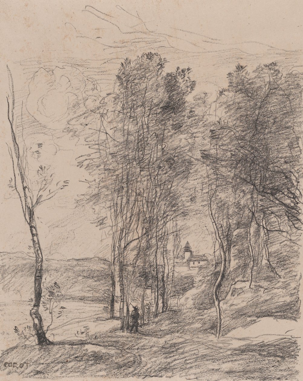 O Campanário de St.-Nicolas-les-Arras, 1871-72. de Jean Baptiste Camille Corot