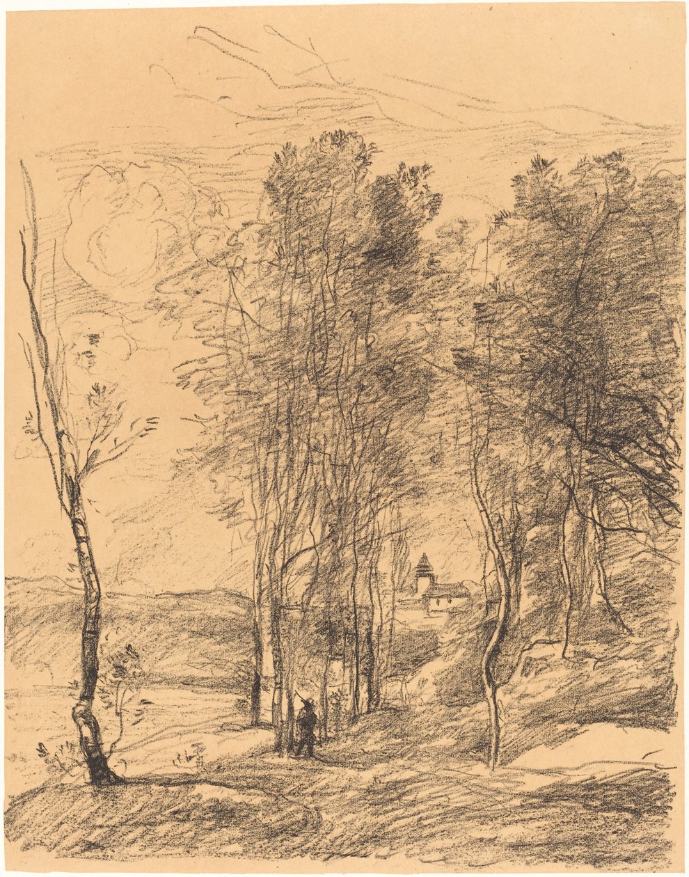 A torre do sino de St. Nicolas-Lez-Arras (Le Clocher de St. Nicolas-Lez-Arras) de Jean Baptiste Camille Corot