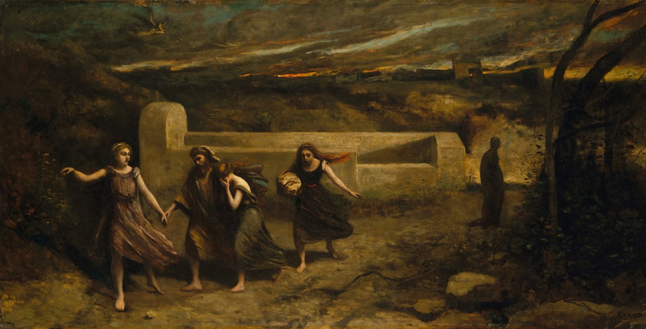 A queima de Sodoma anteriormente A destruição de Sodoma, 1843 e 1857. de Jean Baptiste Camille Corot
