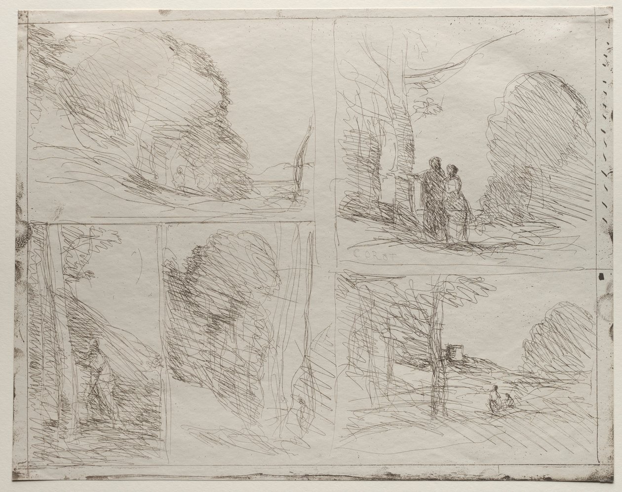 O Jardim de Péricles, The Painters Lane, Rabisco, O Grande Lenhador, impresso em 1921. de Jean Baptiste Camille Corot