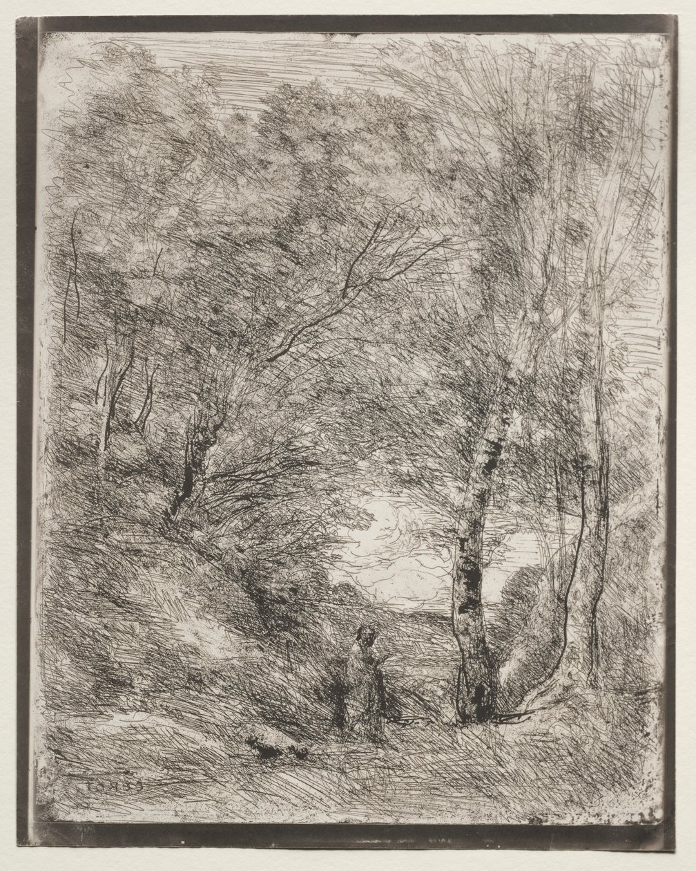 Os Jardins de Horácio, impressão original em 1855, impressa em 1921. de Jean Baptiste Camille Corot