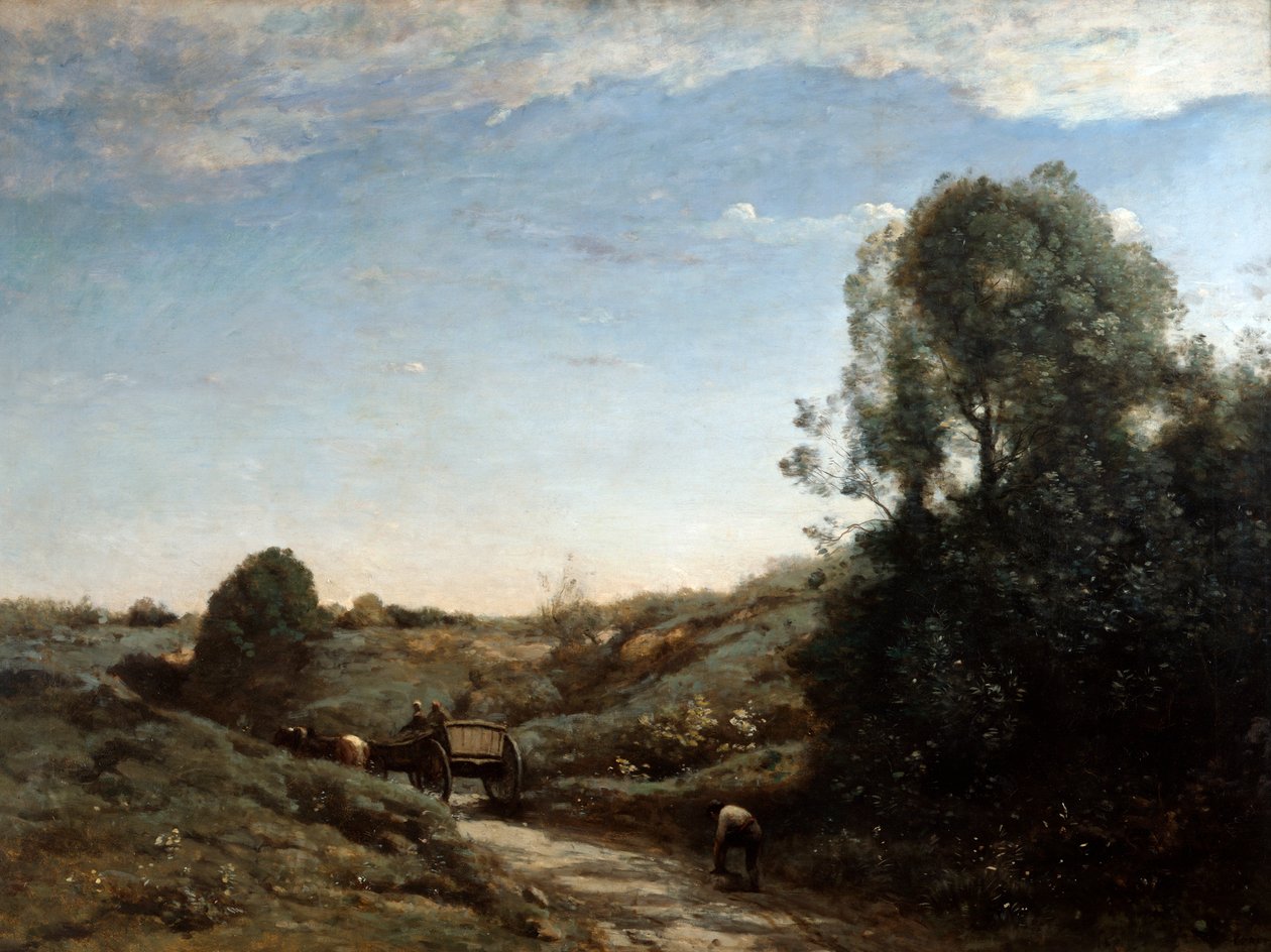 O Horsecart, memória de Marcoussis perto de Montlhery, 1855 de Jean Baptiste Camille Corot
