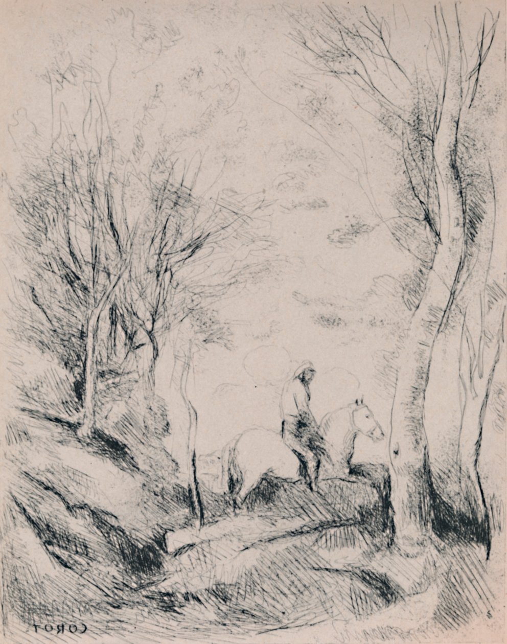 O Cavaleiro na Floresta, c.1854, 1946 de Jean Baptiste Camille Corot