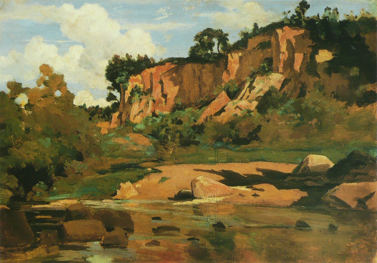 As rochas vermelhas em Civita Castellana, c.1827 de Jean Baptiste Camille Corot