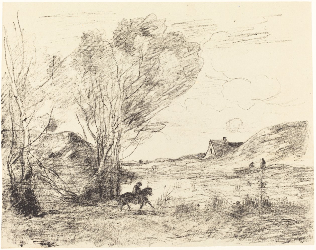 The Rider in the Reeds Le Cavalier dans les roseaux, 1871. de Jean Baptiste Camille Corot