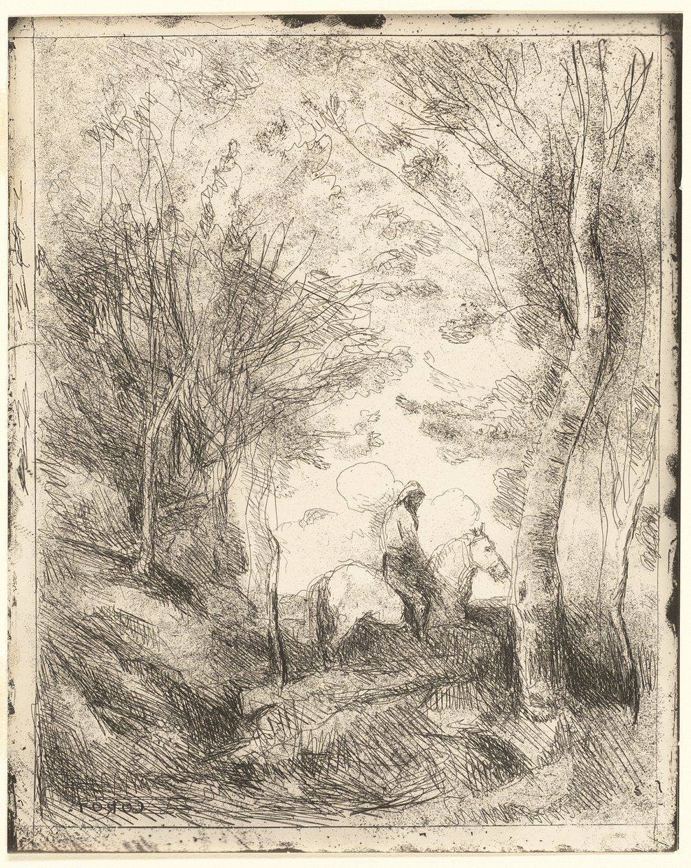 The Rider in the Woods, prato grande de Jean Baptiste Camille Corot