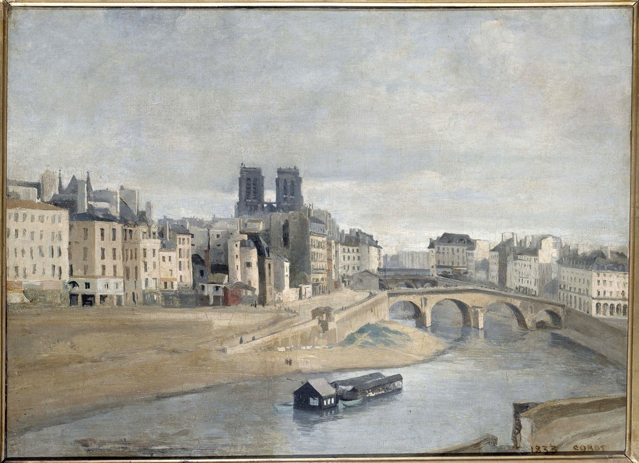 O Sena e o Quai des Orfevres, 1835 de Jean Baptiste Camille Corot