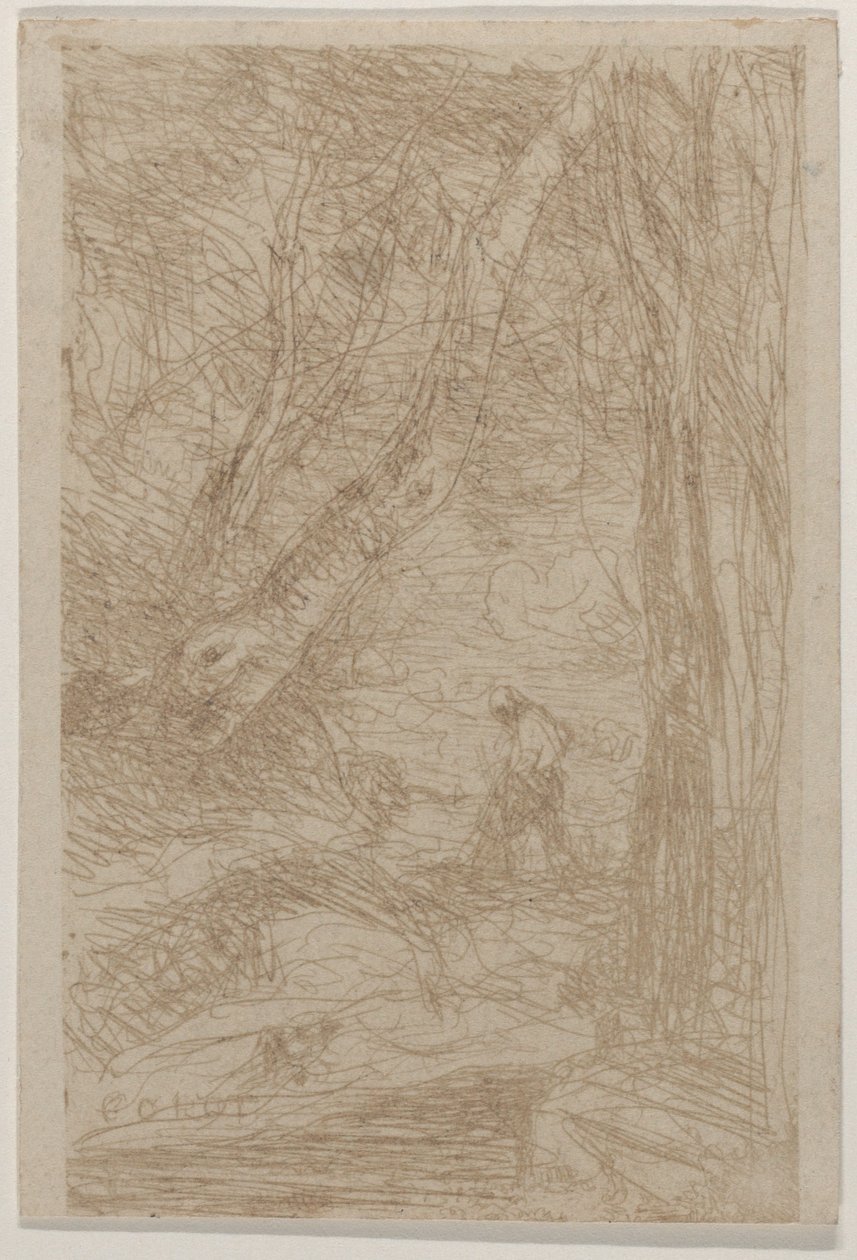 O Lenhador de Rembrandt Le Bûcheron de Rembrandt, maio de 1853. de Jean Baptiste Camille Corot