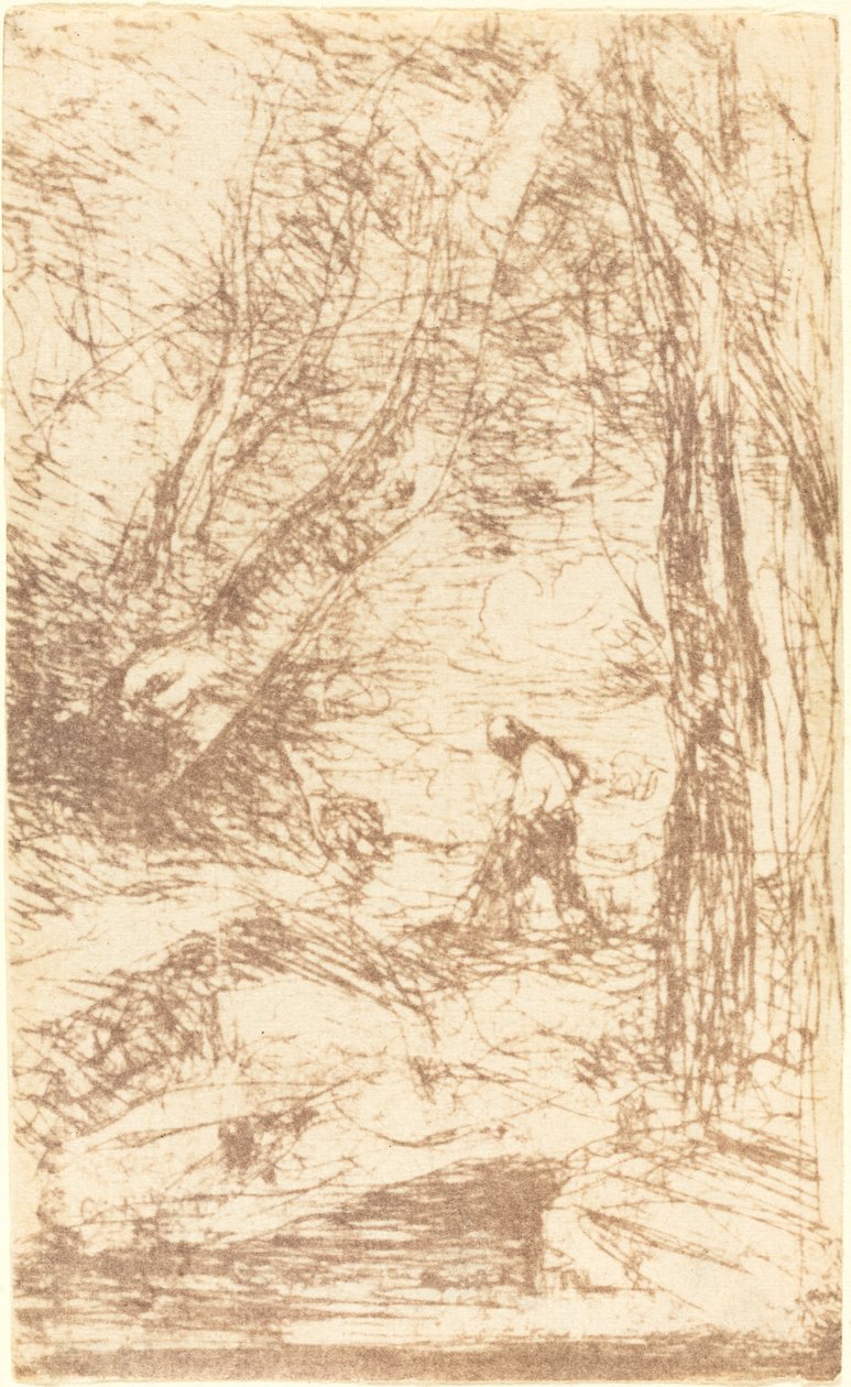 O Lenhador de Rembrandt Le Bucheron de Rembrandt, 1853. de Jean Baptiste Camille Corot
