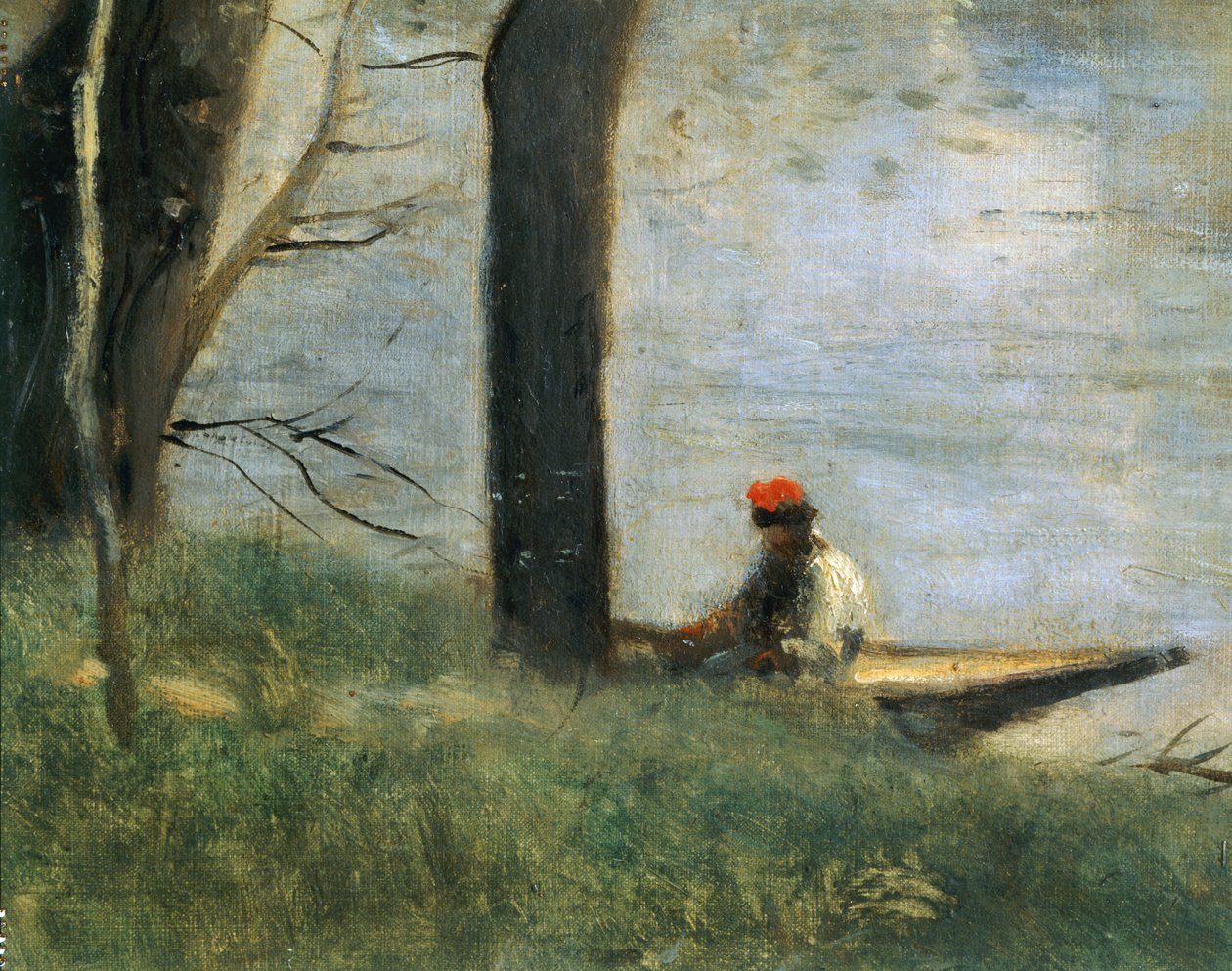 A ponte de Mantes, em França ... de Jean Baptiste Camille Corot