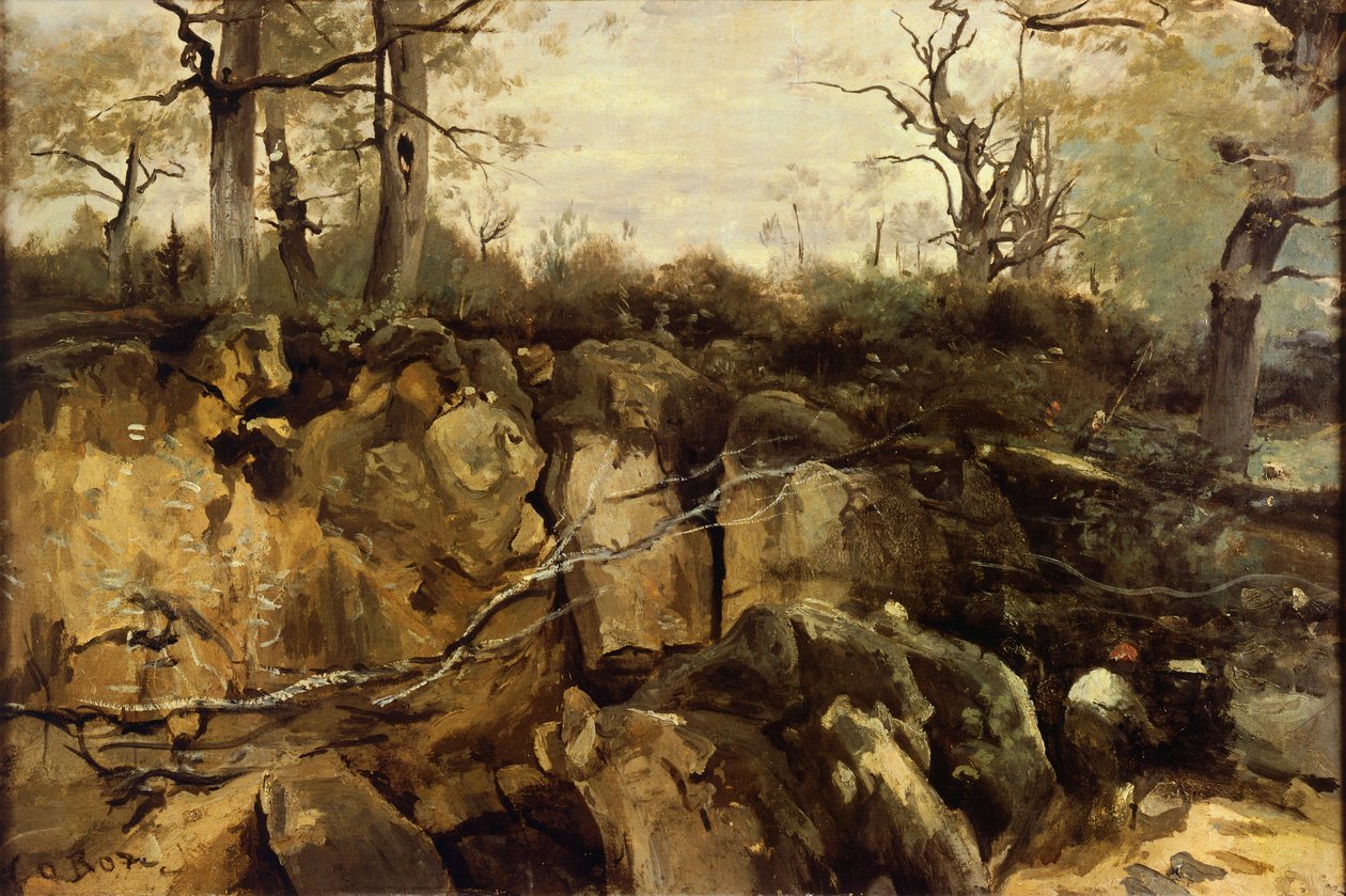 O limite da floresta de Fontainebleau, de Jean-Baptiste-Camille Corot (1796-1875). de Jean Baptiste Camille Corot