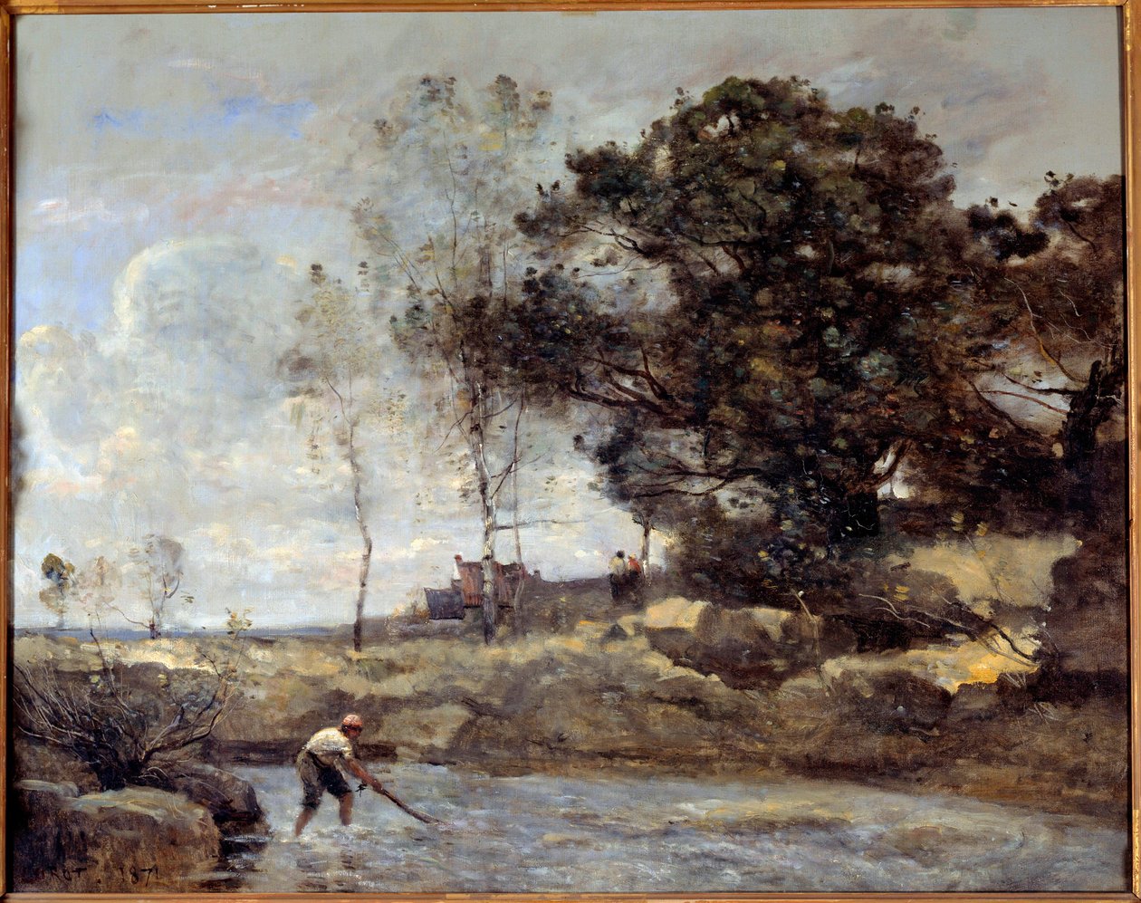 O elevador de rede. Pintura de Camille Corot (1796-1875) de Jean Baptiste Camille Corot