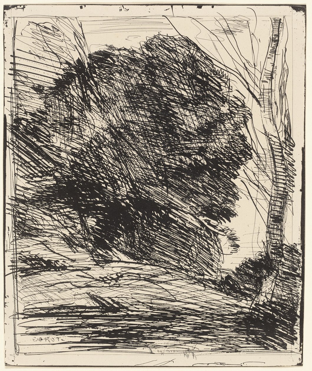Árvores em uma montanha de Jean Baptiste Camille Corot
