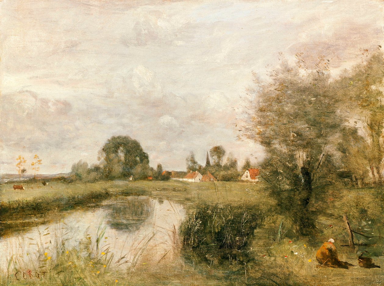 Vista de Arleux dos pântanos de Palluel, 1873 de Jean Baptiste Camille Corot