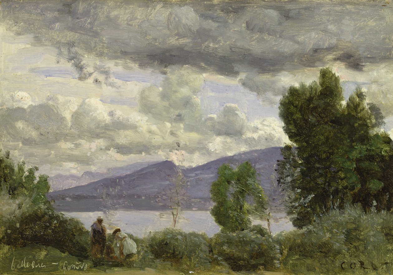 Vista, de, chalé, de, Chenes, bellvue, genebra, 1857 de Jean Baptiste Camille Corot