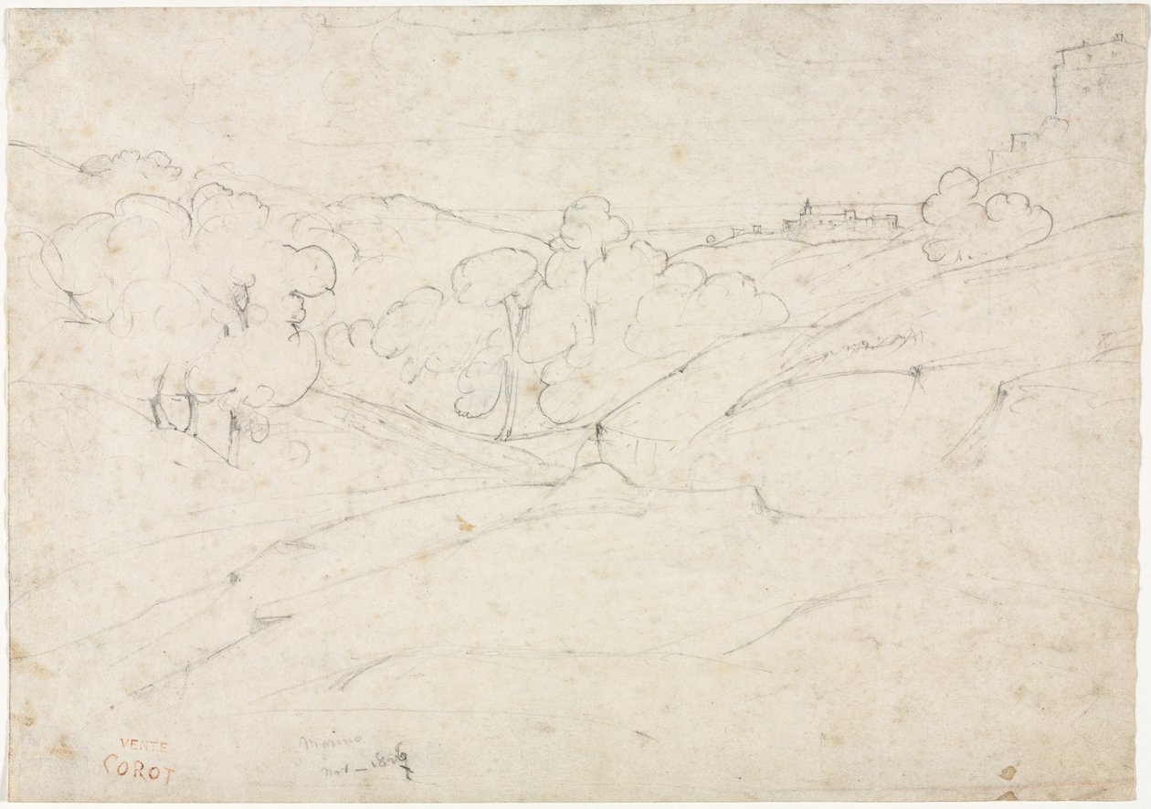 Vista de Marino (reto) de Jean Baptiste Camille Corot