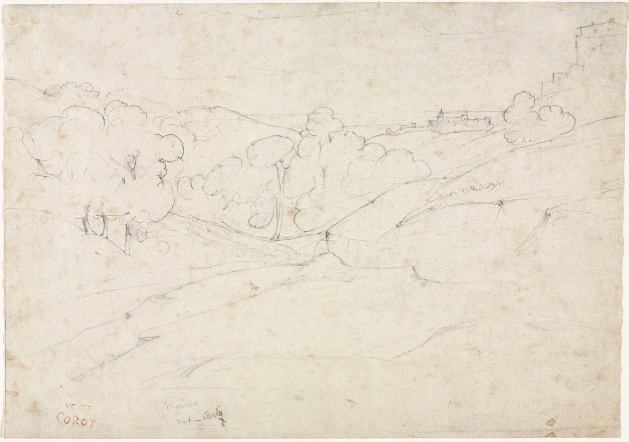 Vista de Marino Straight, 1827. de Jean Baptiste Camille Corot