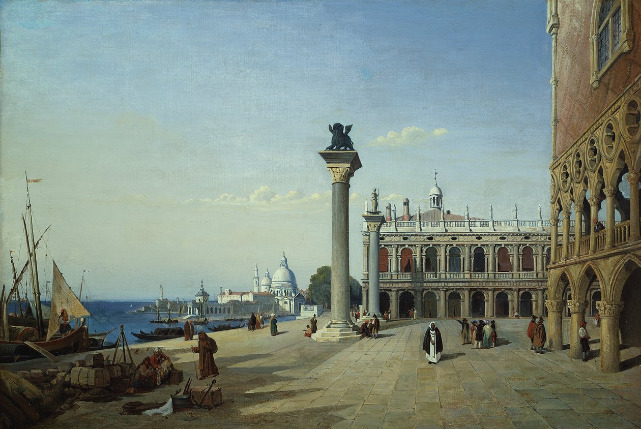 Vista de Veneza: A Piazzetta vista da Riva degli Schiavoni de Jean Baptiste Camille Corot