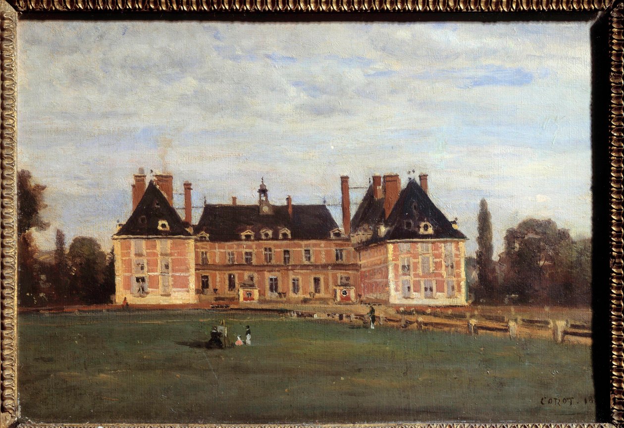Vista do castelo de Marie Caroline, Duquesa de Berry a Rosny, na Pintura Yvelines de Camille Corot (1796-1875) 1840 Sol. 0,24x0,35 m de Jean Baptiste Camille Corot