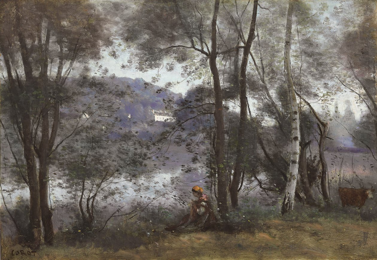 Ville d "Avray: o lago visto através da folhagem, 1865-1870 de Jean Baptiste Camille Corot