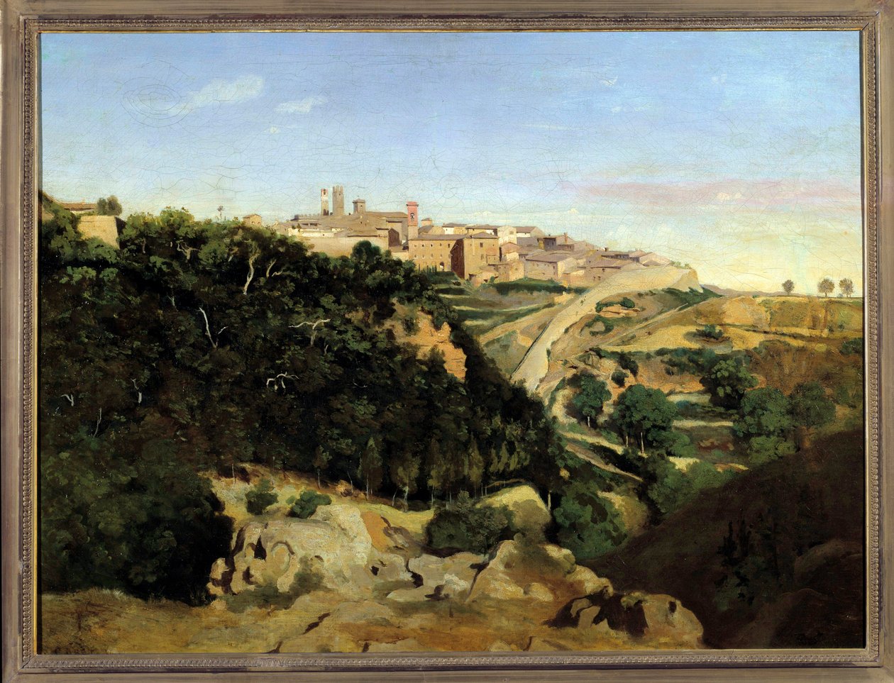 Volterra, le Municipe Painting by Camille Corot (1796-1875) 19 Century Sun. 0,7x0,94 m de Jean Baptiste Camille Corot