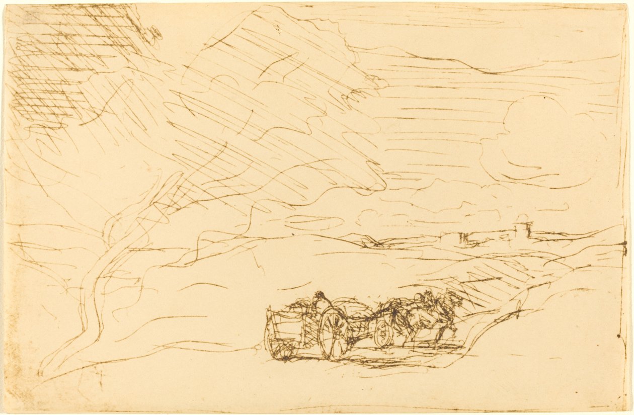Wagon Going to Town (Le Chariot allant a la ville) de Jean Baptiste Camille Corot