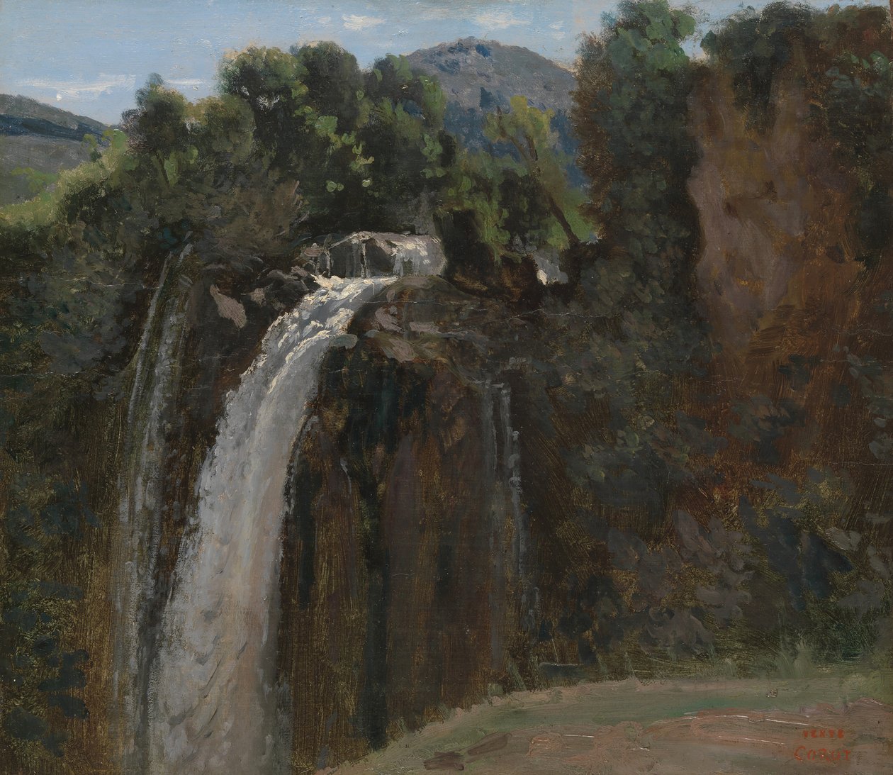 Cachoeira em Terni, 1826. de Jean Baptiste Camille Corot