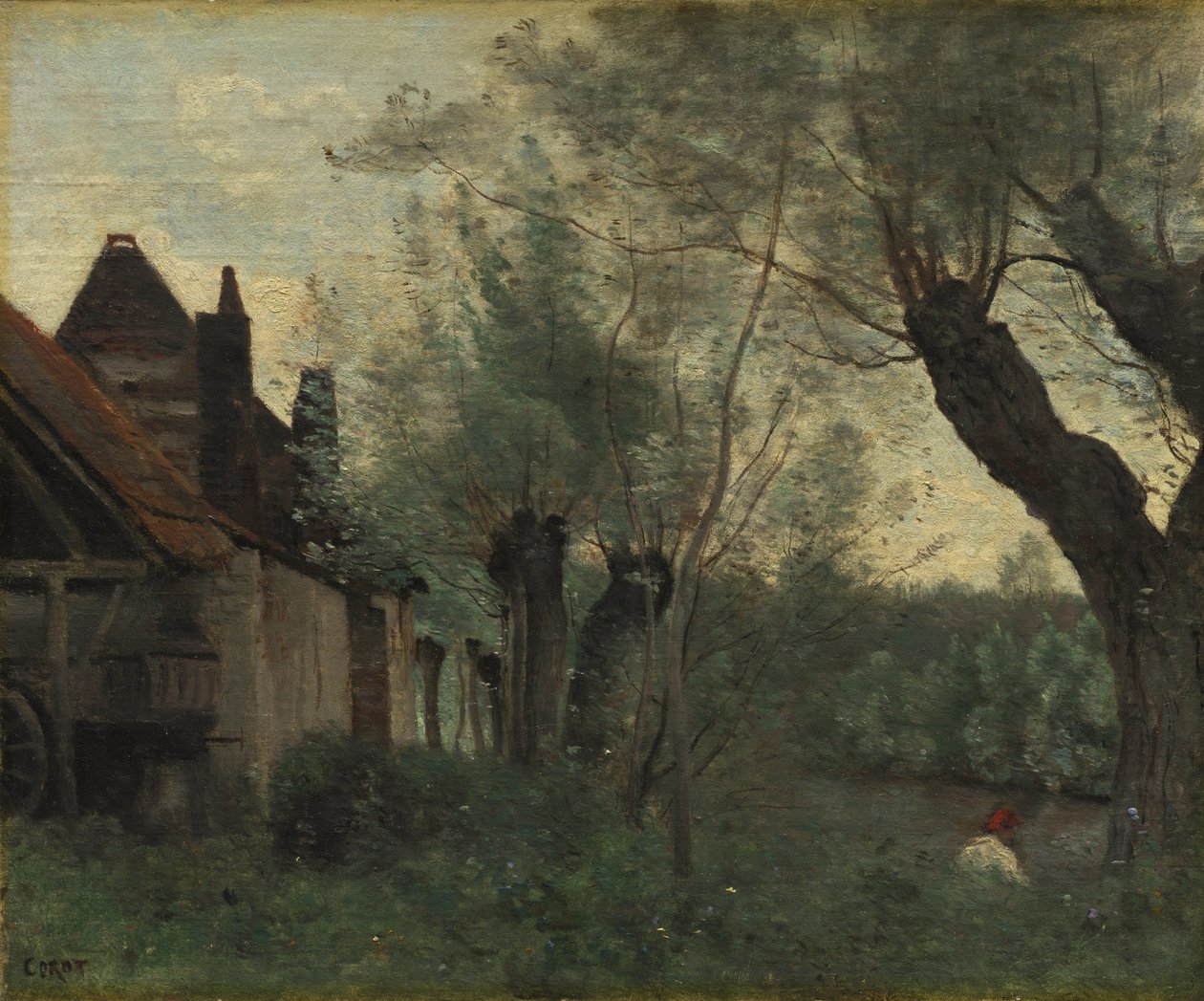 Salgueiros e Quinta em Sainte-Catherine-lès-Arras de Jean Baptiste Camille Corot