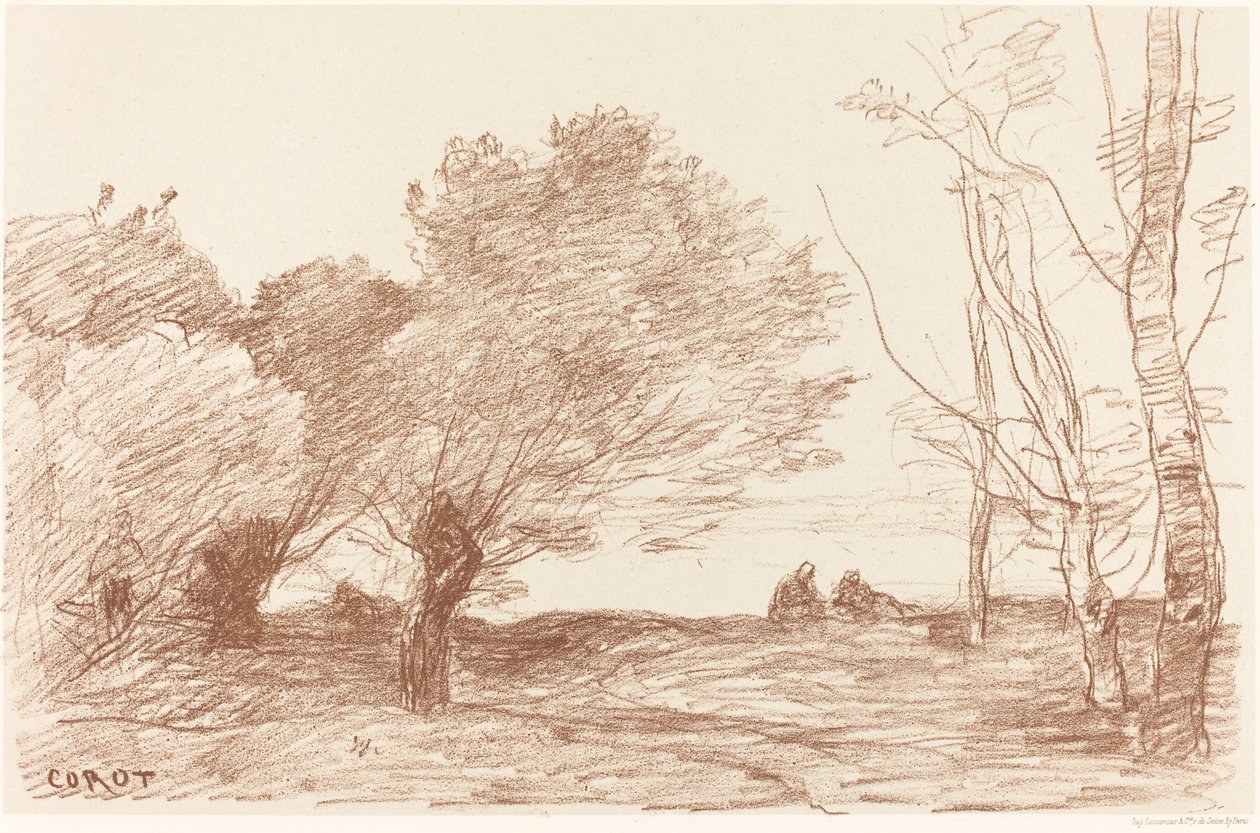 Salgueiros e álamos brancos (Saules et peupliers blancs) de Jean Baptiste Camille Corot