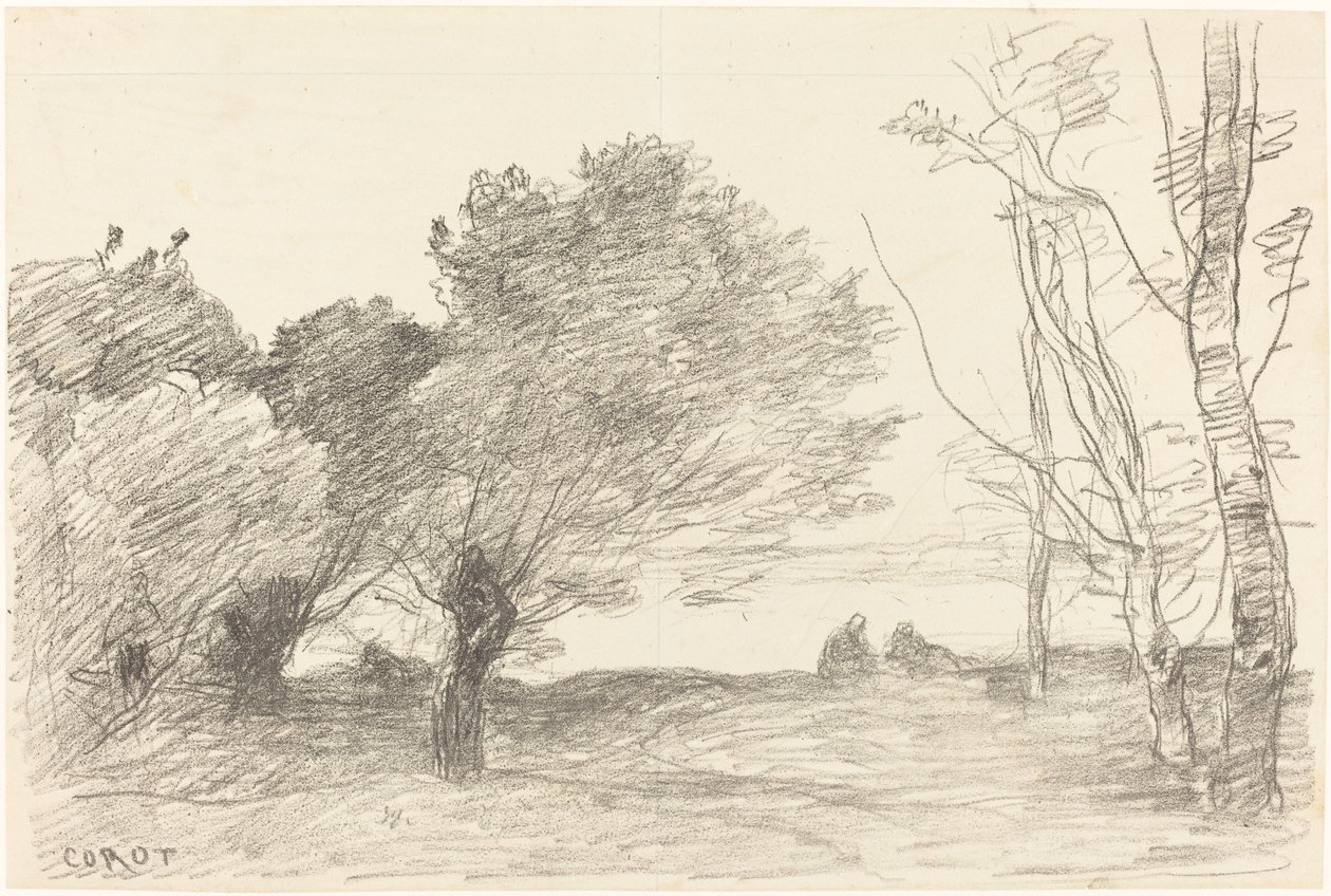 Willows e White Poplars Saules et peupliers blancs, 1871. de Jean Baptiste Camille Corot