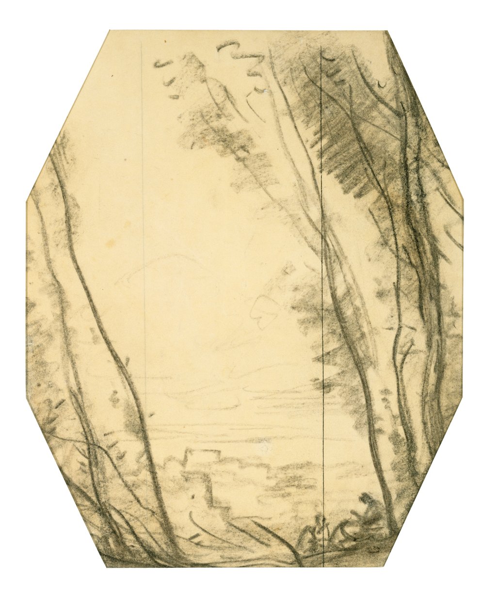 Woodland Scene (carvão sobre papel tecido, forrado com papel de amora) de Jean Baptiste Camille Corot