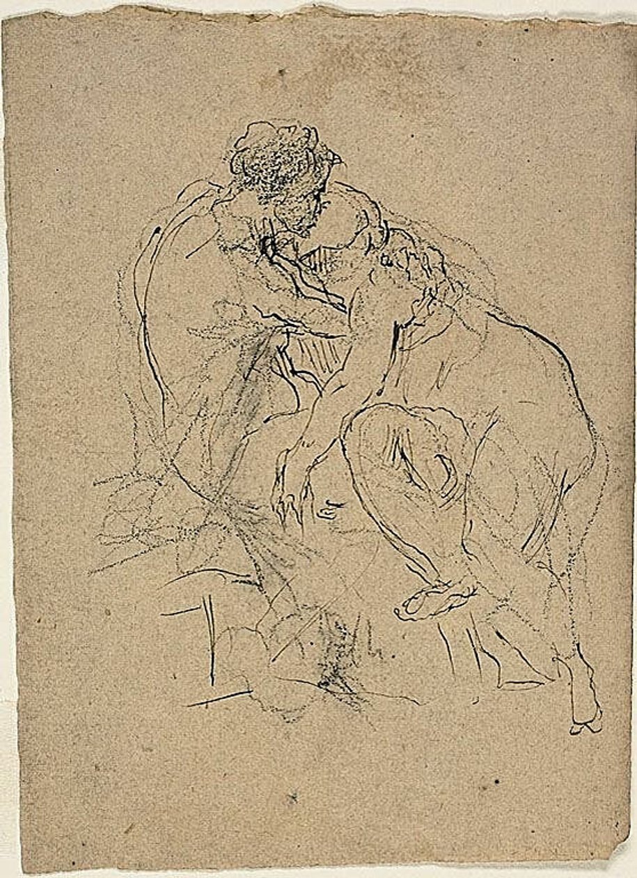 Casal sentado a abraçar-se de Jean Baptiste Carpeaux