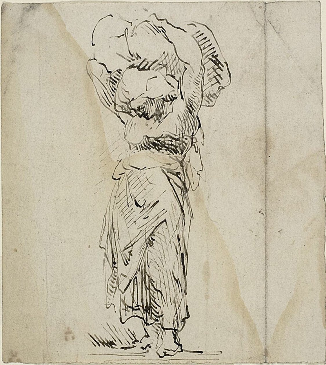 Figura feminina de pé com um grande fardo de Jean Baptiste Carpeaux